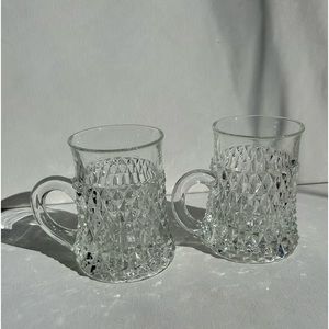 Indiana Glass Diamond Point Clear Glass Mug Set of 2